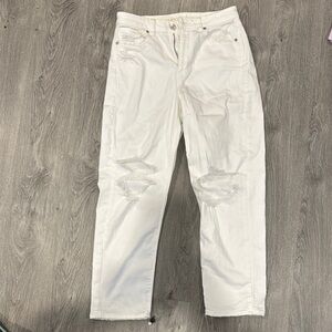 White Distressed Mom Jeans